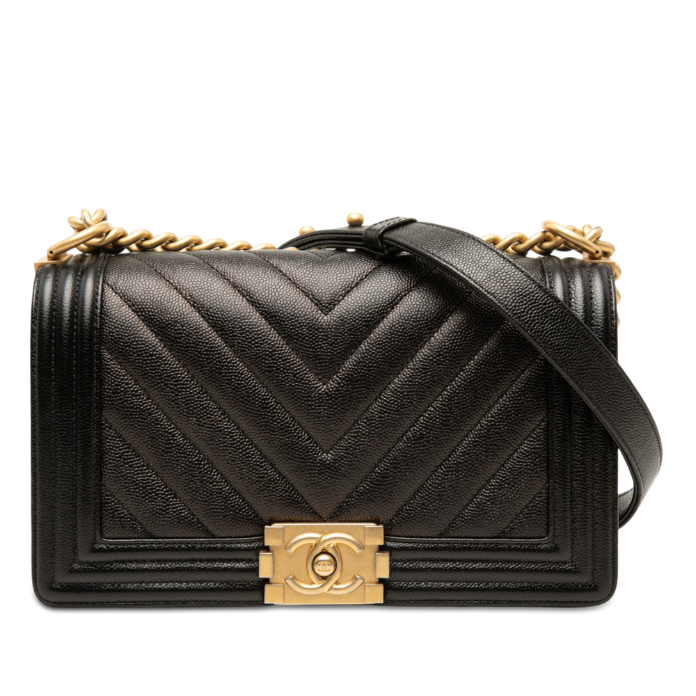 Pre-Loved Chanel Old Medium Chevron Caviar Boy Flap